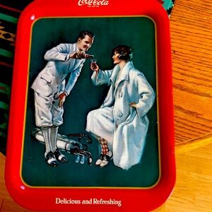 1926 Coca Cola golfing couple tray